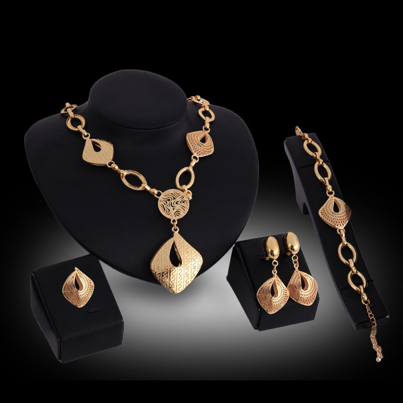 Golden Teardrop Four-Piece Jewelry Set