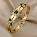 Emerald Geometric Crystal Cuff Bracelet