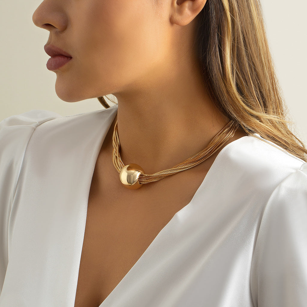 Sculptural Knot Layered Chain Necklace