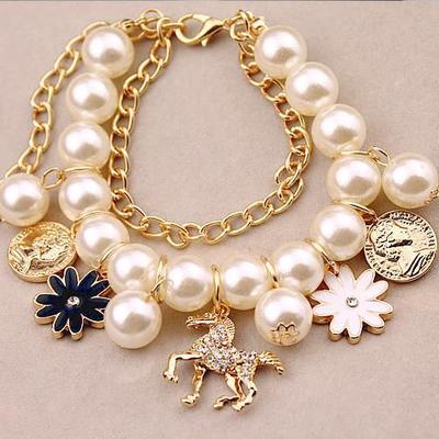 Pearl Charm Bracelet Set