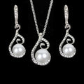 Silver Pearl Drop Necklace & Earring Set