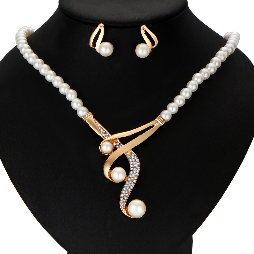 Golden Pearl Swirl Jewelry Set