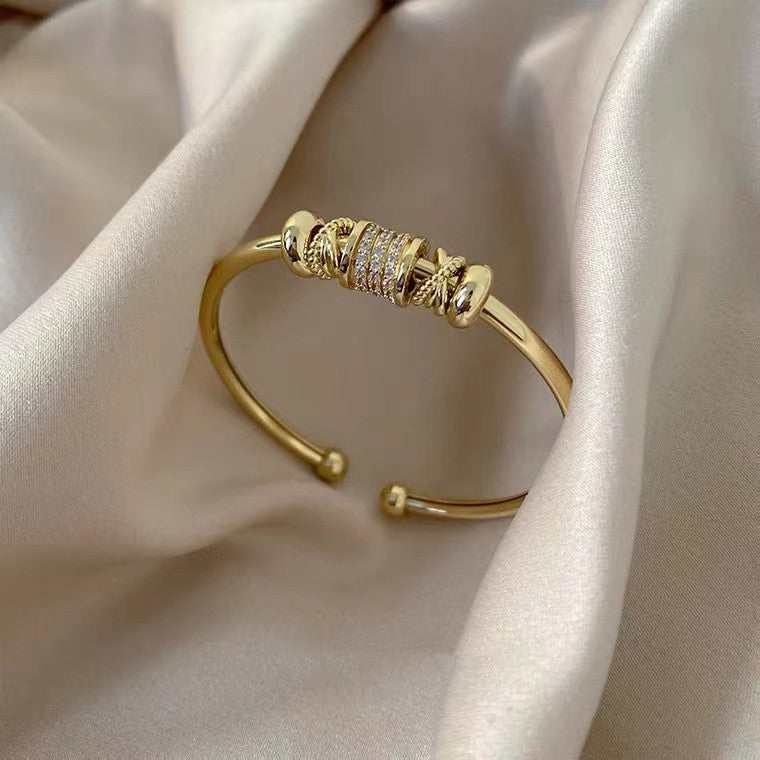 Golden Pavé Charm Cuff Bracelet