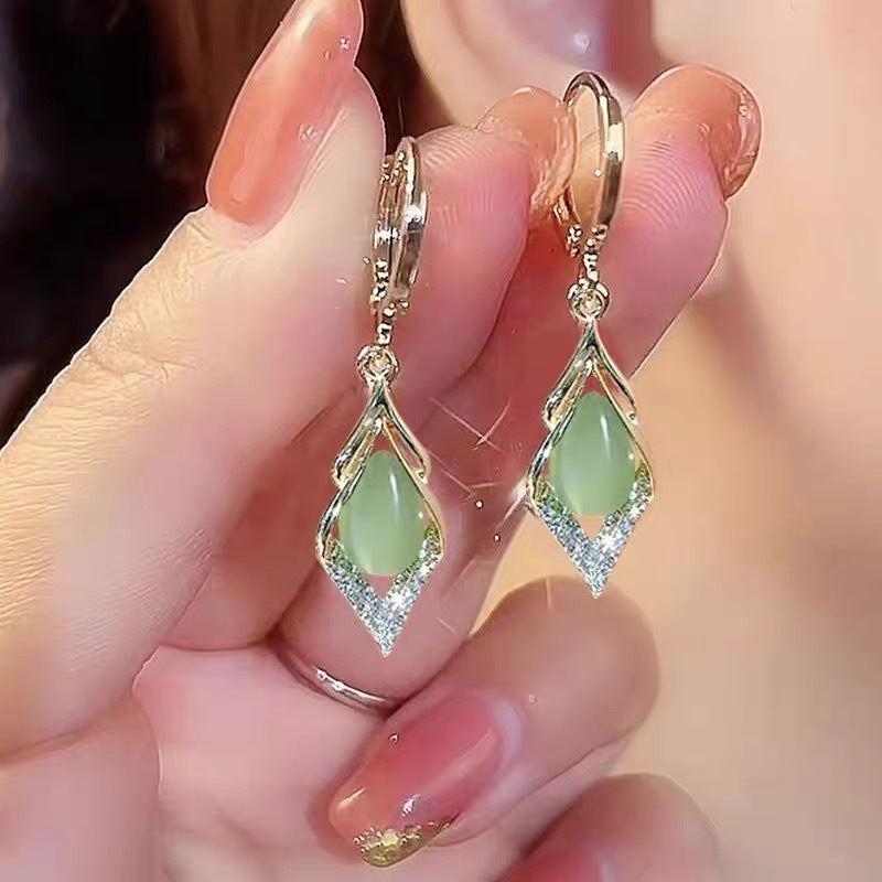Celeste Green Crystal Drop Earrings