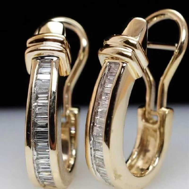 Golden Crystal Hoop Earrings