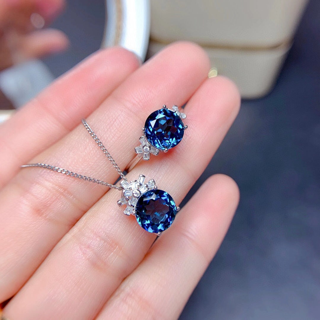 London Blue Crystal Pendant Necklace