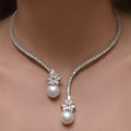 Silver Pearl Bloom Lariat Necklace