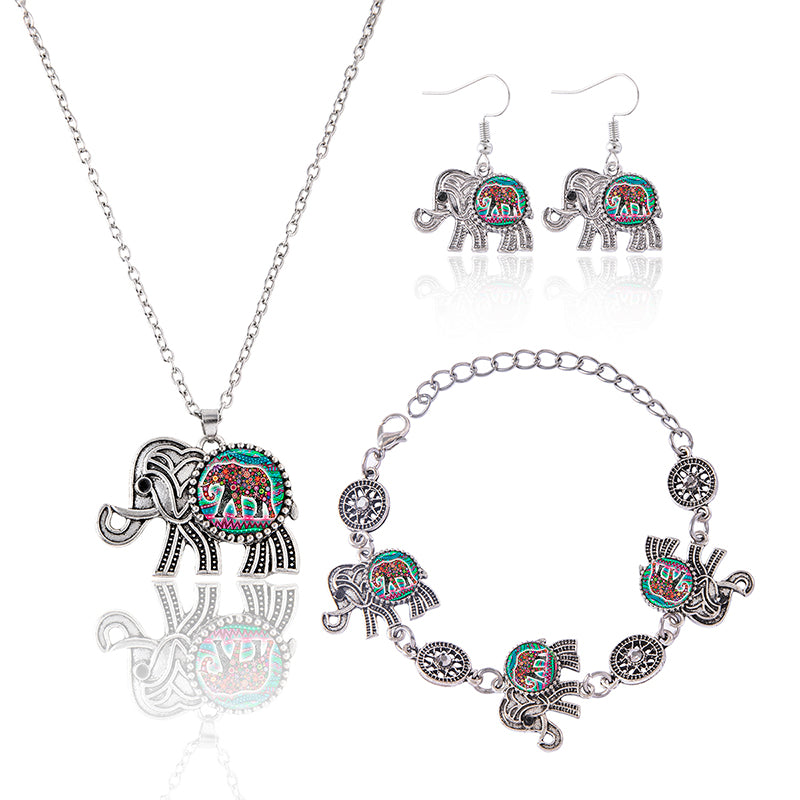 Lucky Elephant Silver Jewelry Set