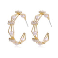 Golden Pearl Prism Hoop Earrings