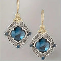 Vintage Blue Crystal Filigree Drop Earrings
