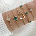 Gold Boho Crystal Bracelet Set