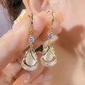 Milky White Crystal Teardrop Earrings