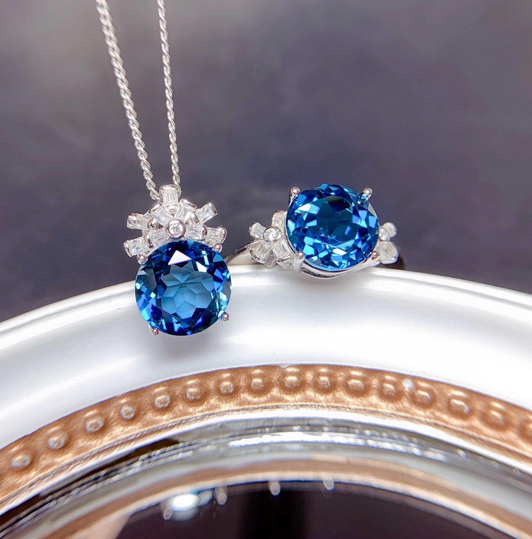 London Blue Crystal Pendant Necklace