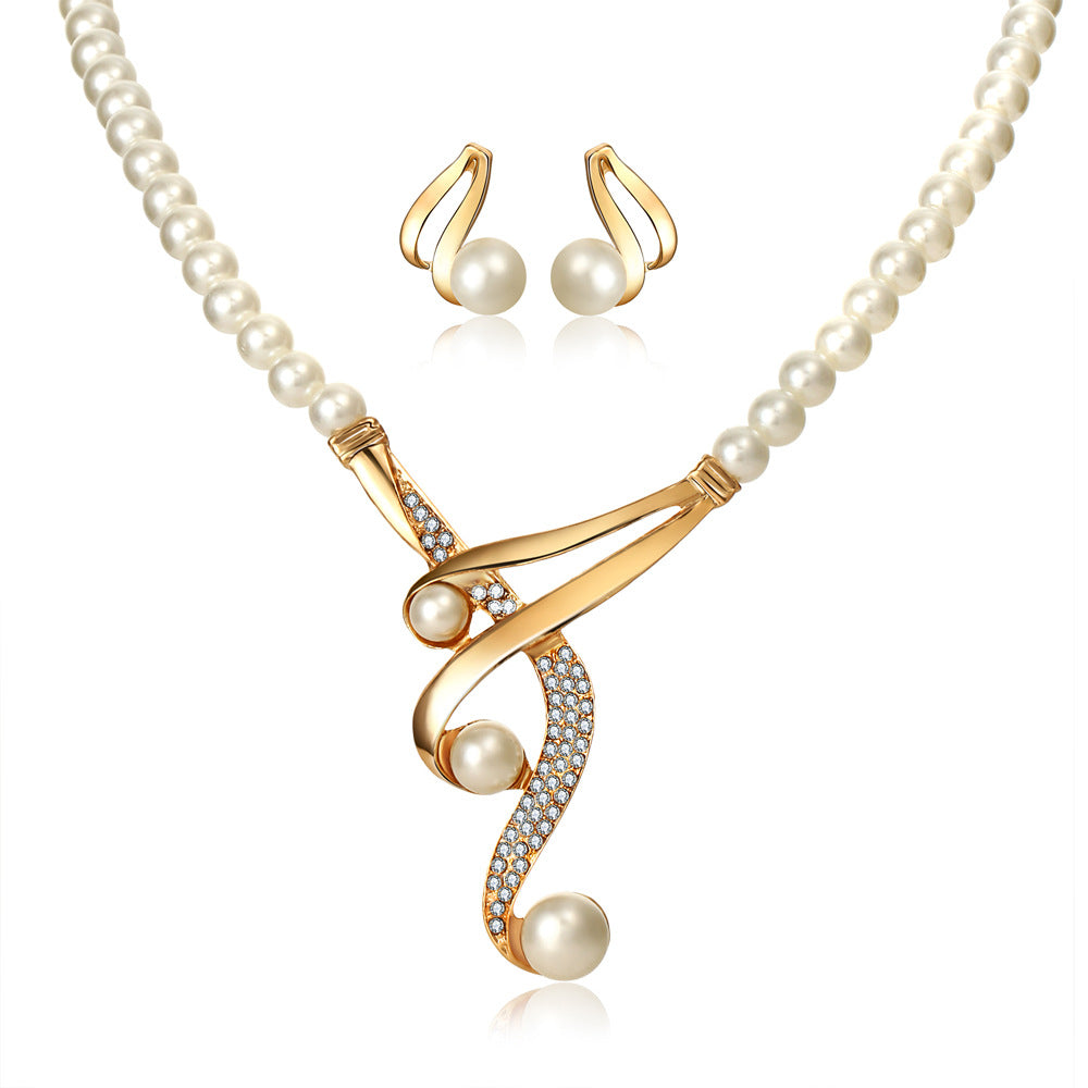 Golden Pearl Swirl Jewelry Set