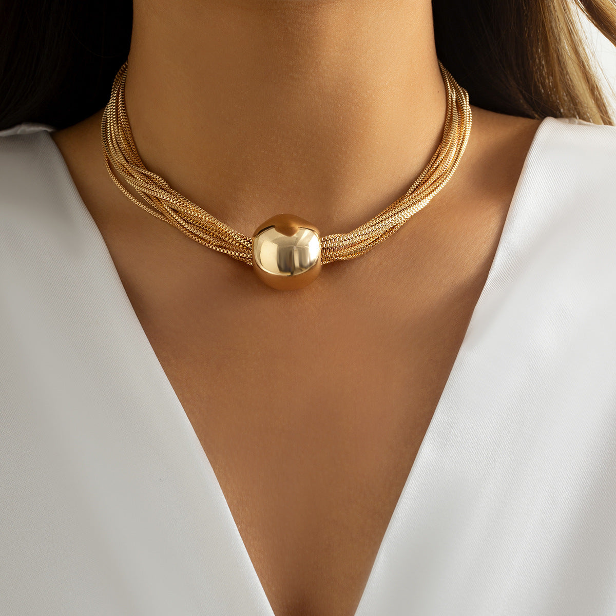Sculptural Knot Layered Chain Necklace