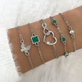Silver Boho Crystal Bracelet Set