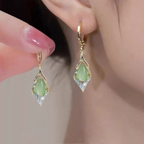 Celeste Green Crystal Drop Earrings