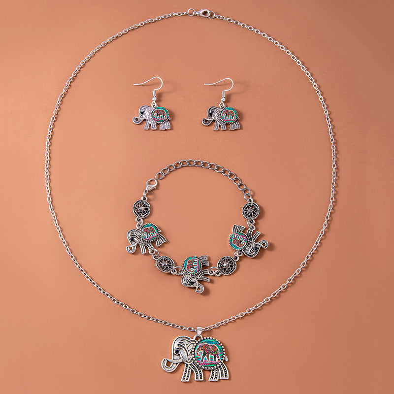 Lucky Elephant Silver Jewelry Set