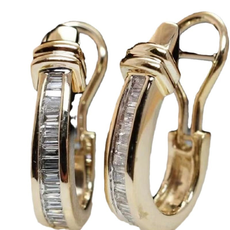 Golden Crystal Hoop Earrings