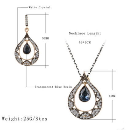 Midnight Teardrop Crystal Jewelry Set