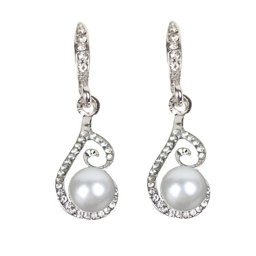 Silver Pearl Drop Necklace & Earring Set