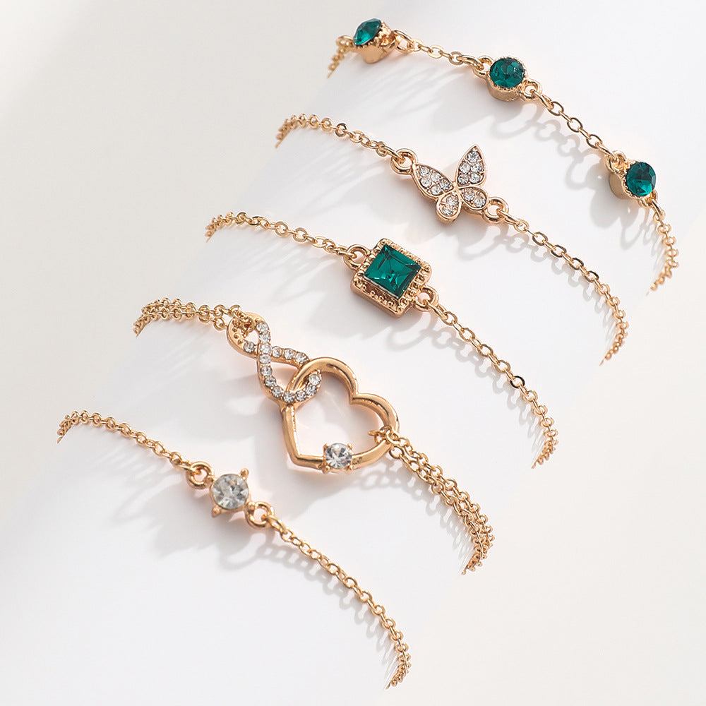 Gold Boho Crystal Bracelet Set
