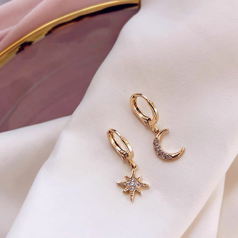 Celestial Moon & Star Huggie Earrings