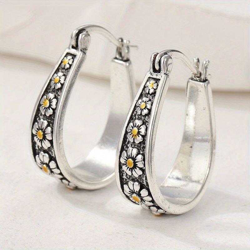 Womens Vintage Distressed Statement Earrings