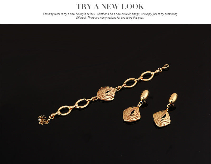 Golden Teardrop Four-Piece Jewelry Set
