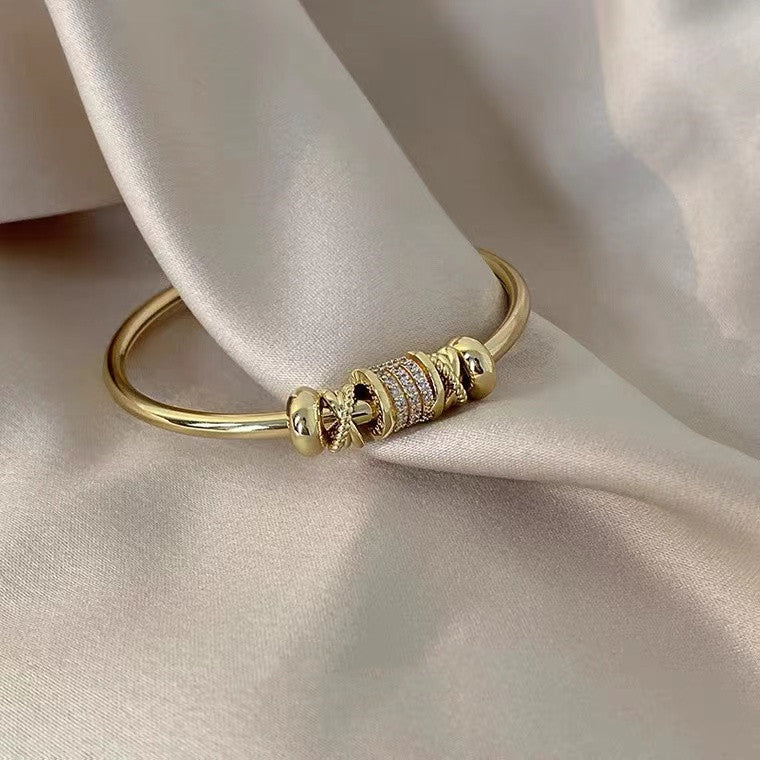 Golden Pavé Charm Cuff Bracelet