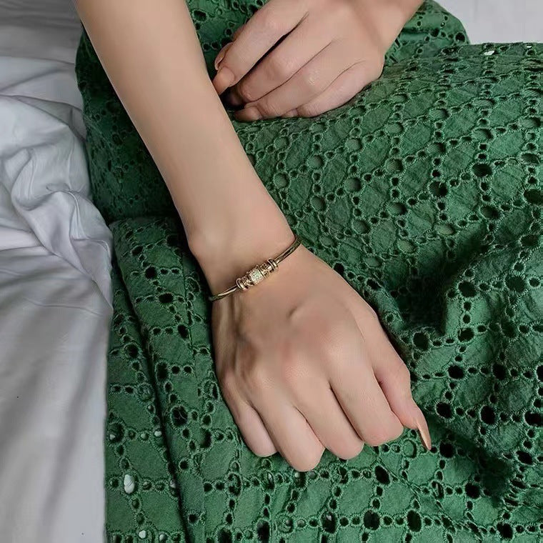 Golden Pavé Charm Cuff Bracelet