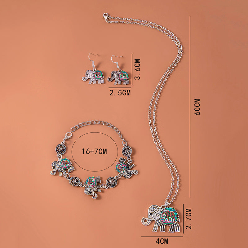 Lucky Elephant Silver Jewelry Set