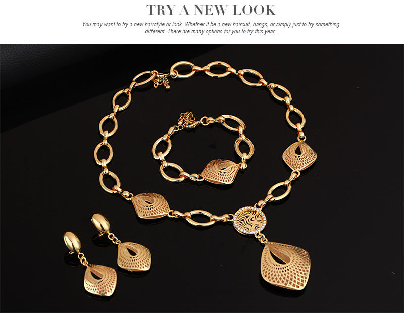 Golden Teardrop Four-Piece Jewelry Set