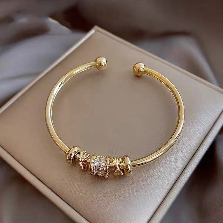 Golden Pavé Charm Cuff Bracelet