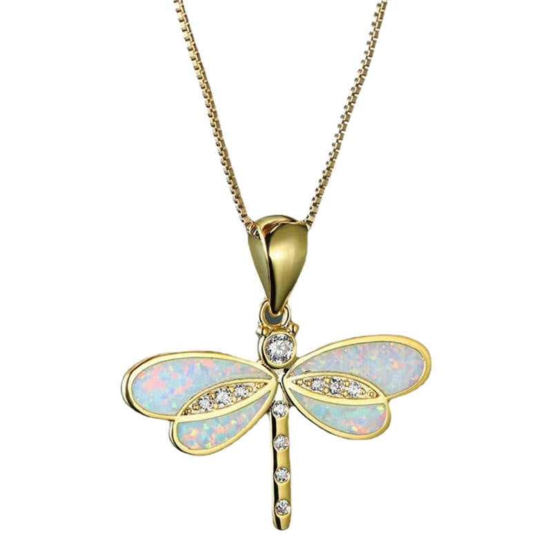 Opal Dragonfly Keepsake Necklace