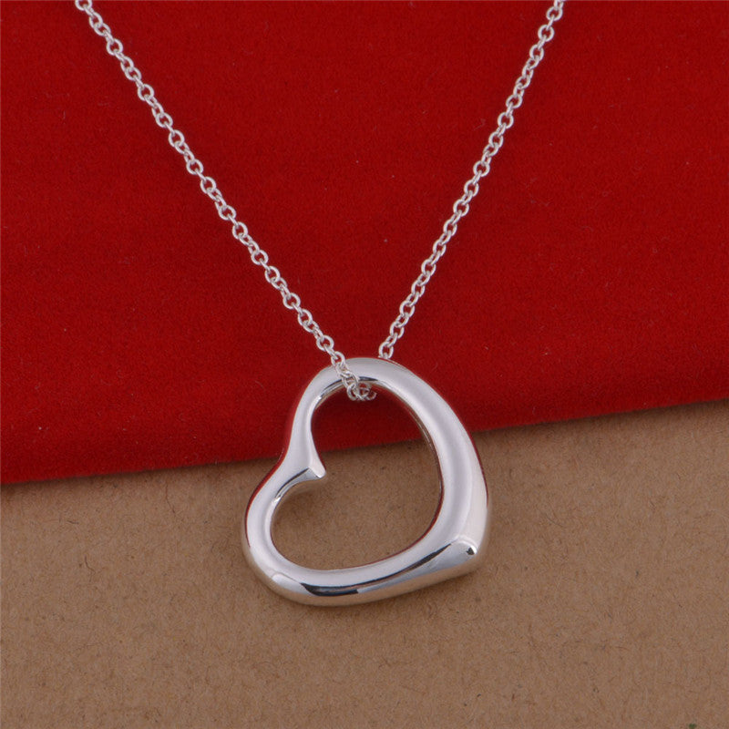 Open Heart Silver Pendant Necklace