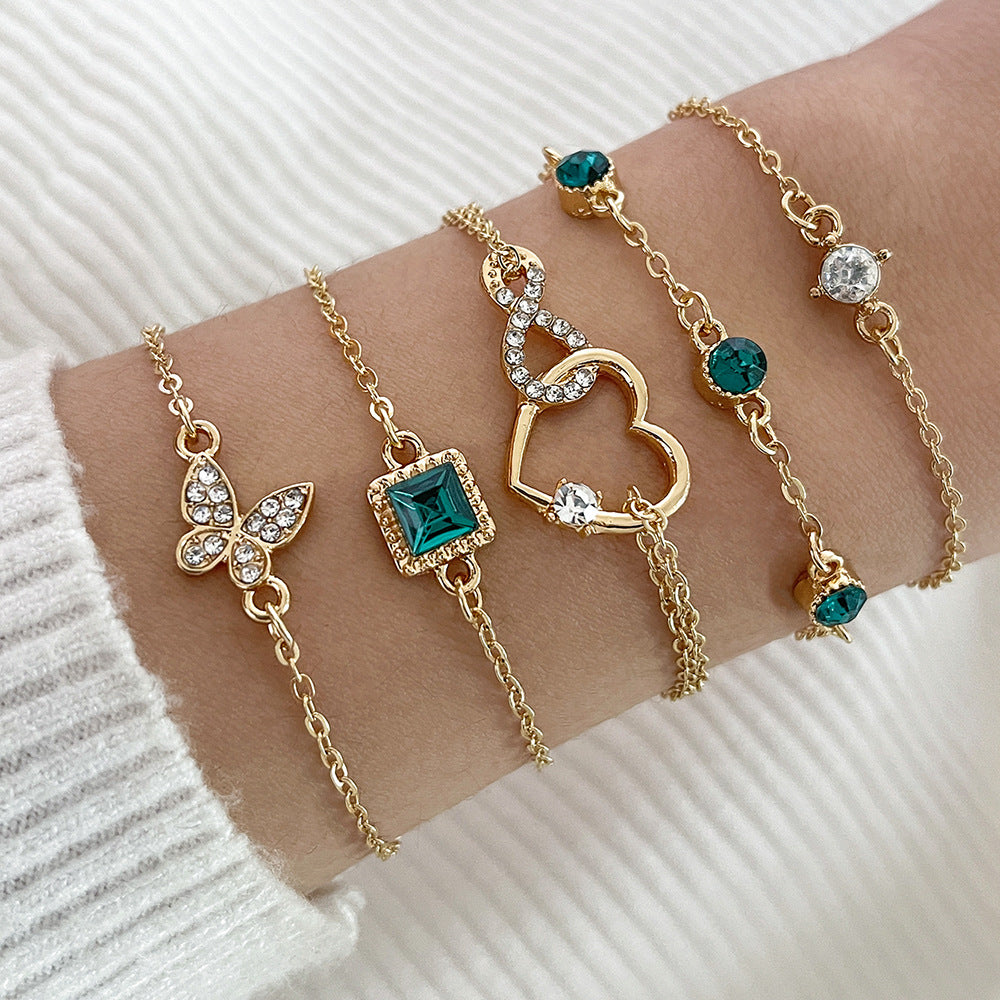 Gold Boho Crystal Bracelet Set