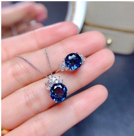 London Blue Crystal Pendant Necklace
