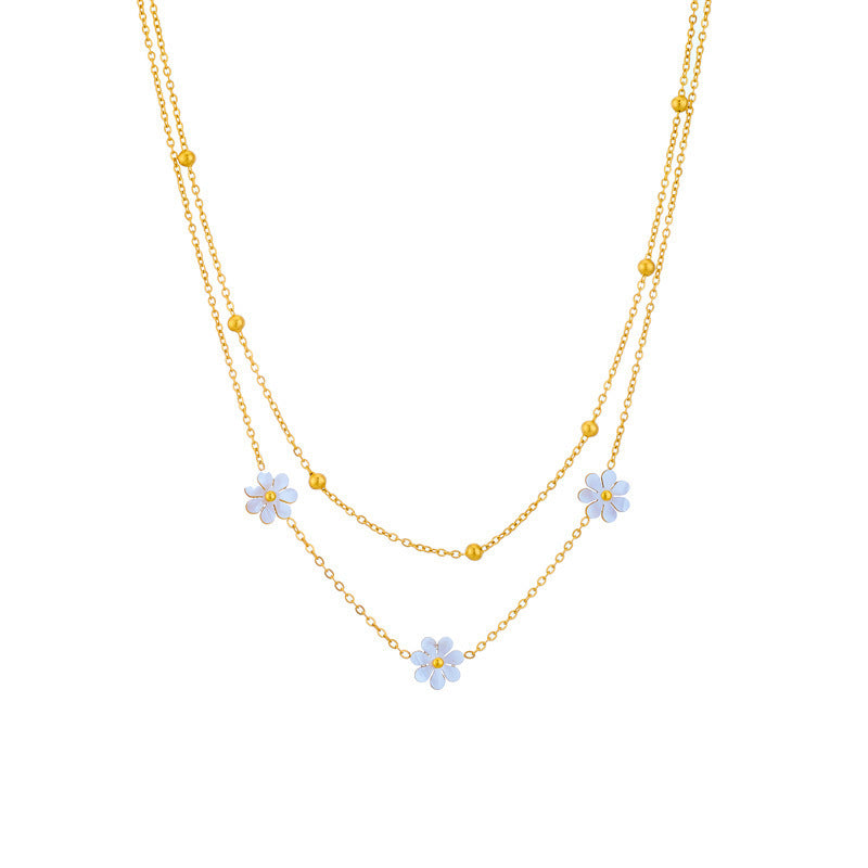 Blue Daisy Layered Necklace