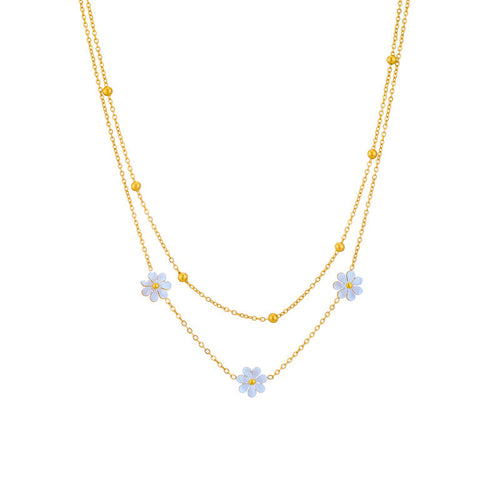 Blue Daisy Layered Necklace