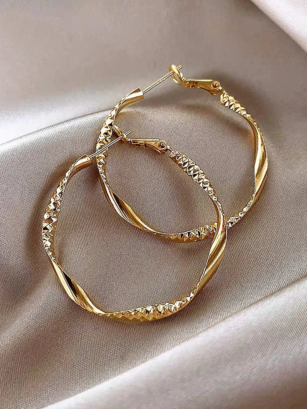 Golden Silk Hoop Earrings
