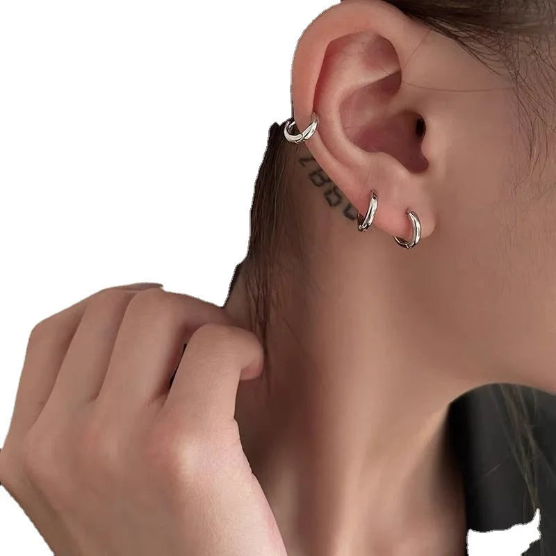 Silver Circle Hoop Earrings