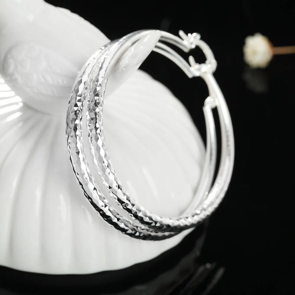 Silver Grace Hoop Earrings